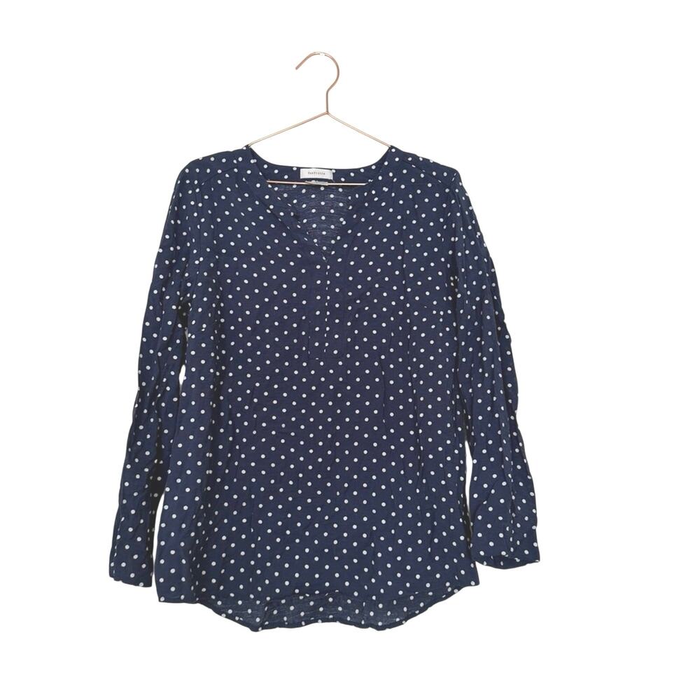 Van Heusen Navy and White Polka Dot Blouse
